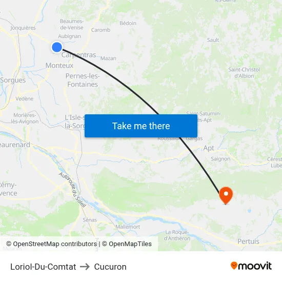 Loriol-Du-Comtat to Cucuron map