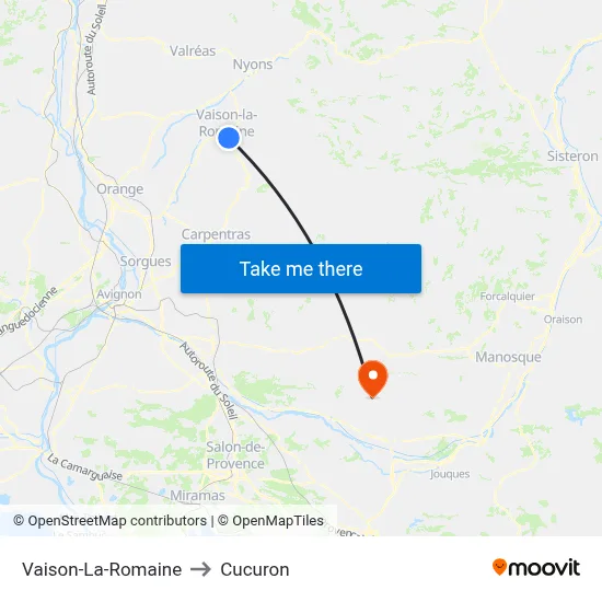 Vaison-La-Romaine to Cucuron map