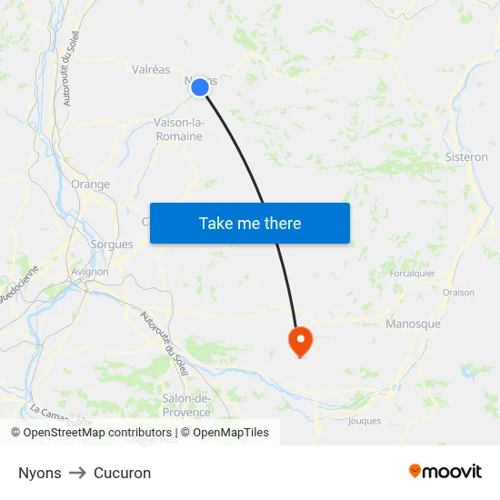 Nyons to Cucuron map