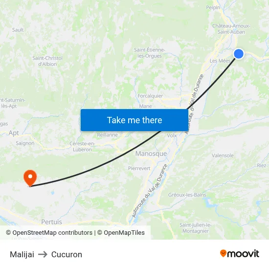 Malijai to Cucuron map