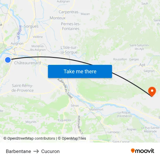 Barbentane to Cucuron map