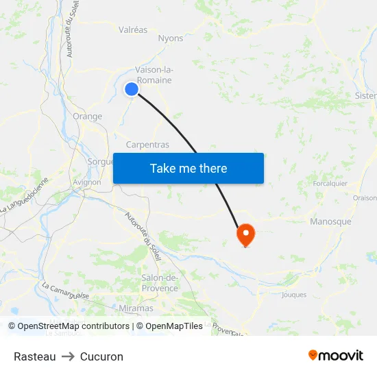 Rasteau to Cucuron map