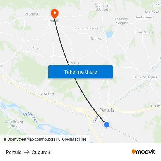 Pertuis to Cucuron map