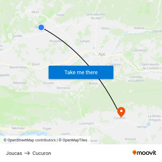 Joucas to Cucuron map