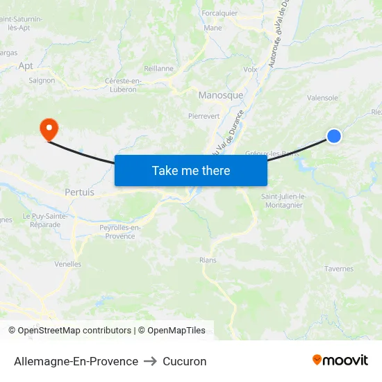 Allemagne-En-Provence to Cucuron map