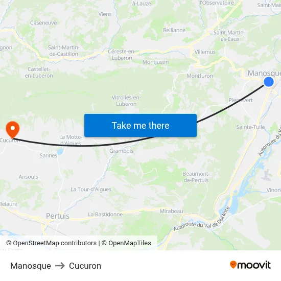 Manosque to Cucuron map