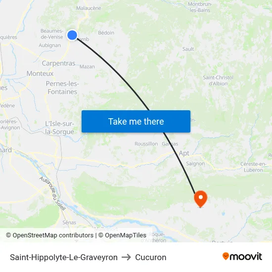 Saint-Hippolyte-Le-Graveyron to Cucuron map