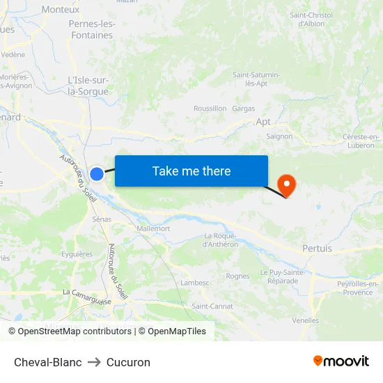 Cheval-Blanc to Cucuron map