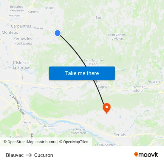 Blauvac to Cucuron map