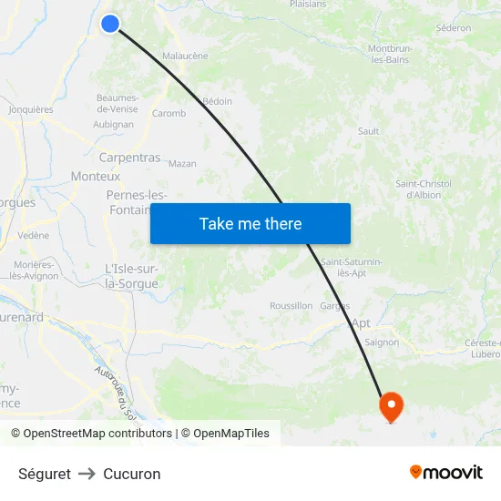 Séguret to Cucuron map