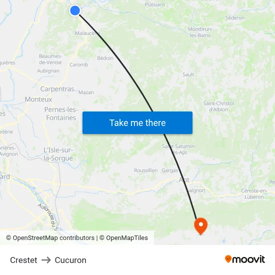 Crestet to Cucuron map