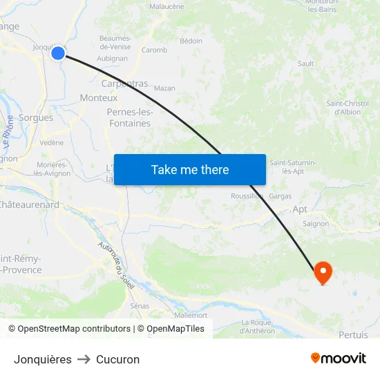 Jonquières to Cucuron map