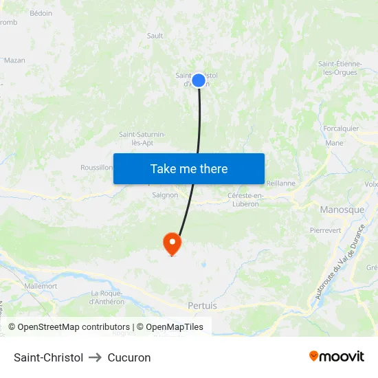Saint-Christol to Cucuron map