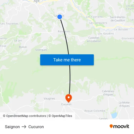 Saignon to Cucuron map