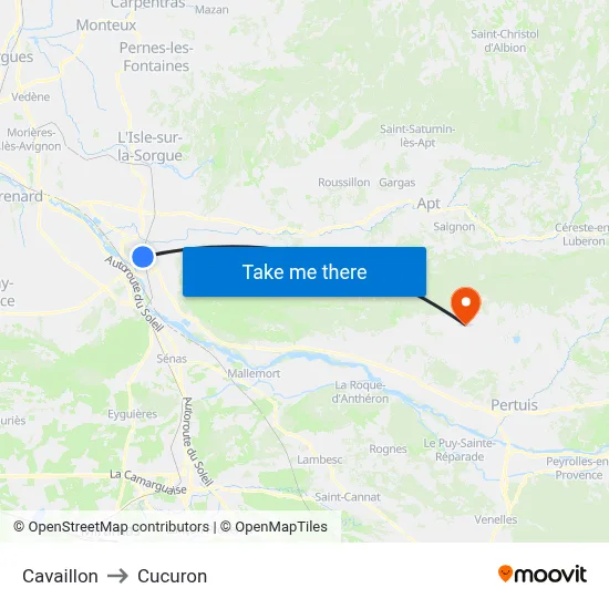 Cavaillon to Cucuron map