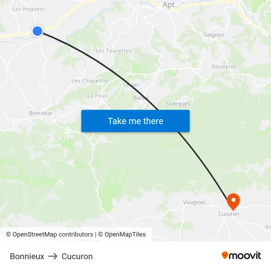 Bonnieux to Cucuron map