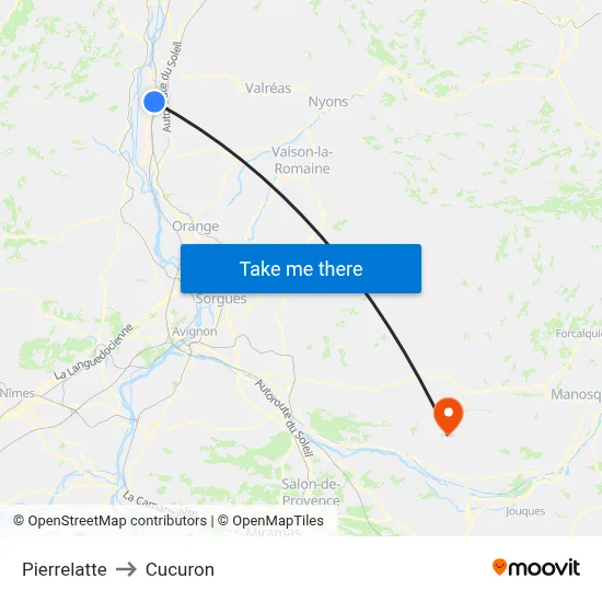 Pierrelatte to Cucuron map