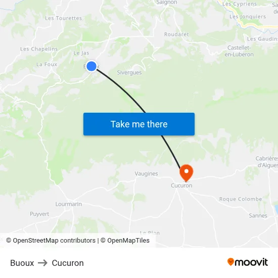 Buoux to Cucuron map