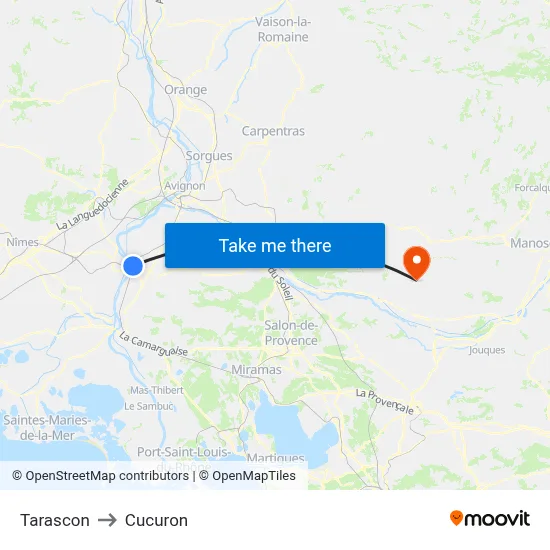 Tarascon to Cucuron map