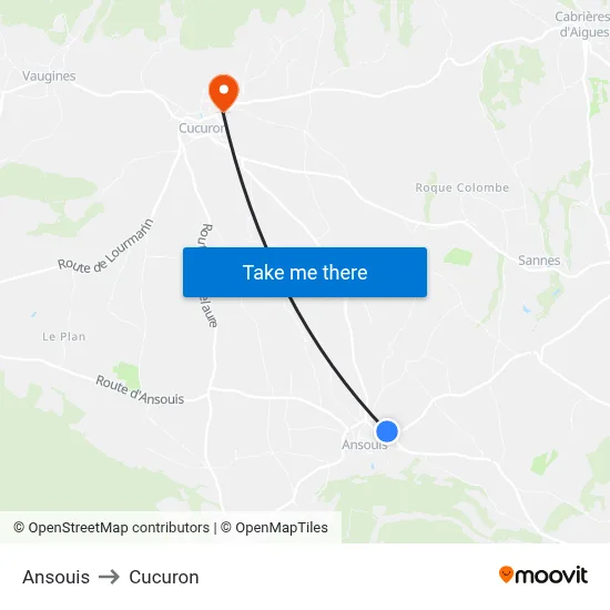 Ansouis to Cucuron map