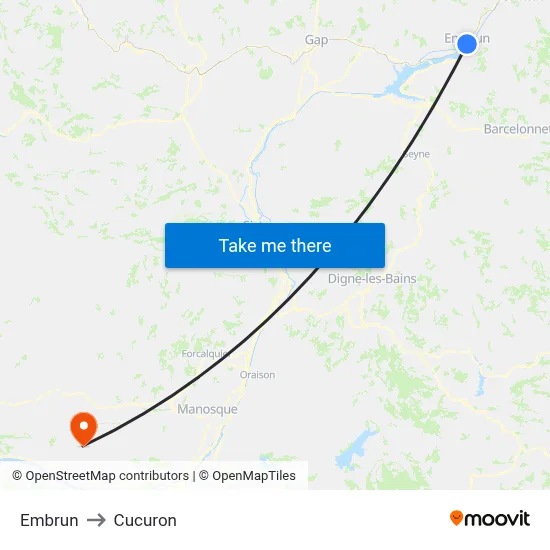 Embrun to Cucuron map