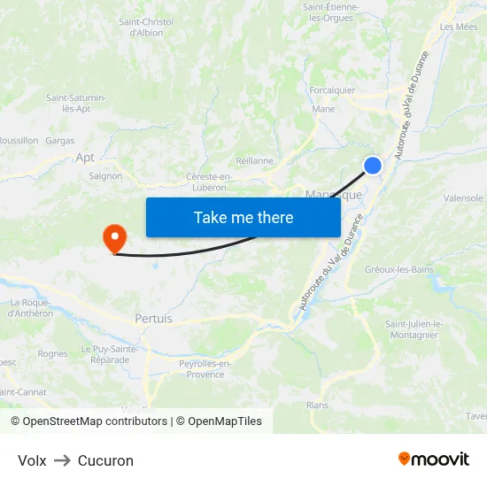 Volx to Cucuron map