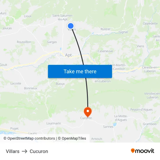 Villars to Cucuron map