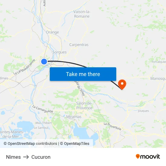 Nîmes to Cucuron map