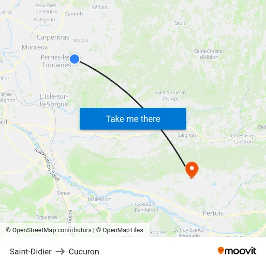 Saint-Didier to Cucuron map