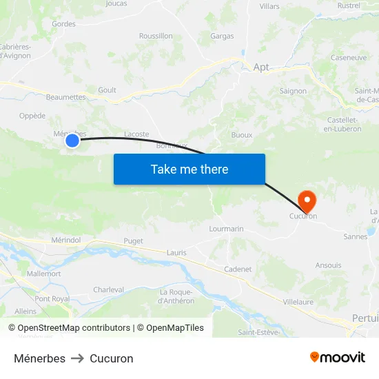 Ménerbes to Cucuron map