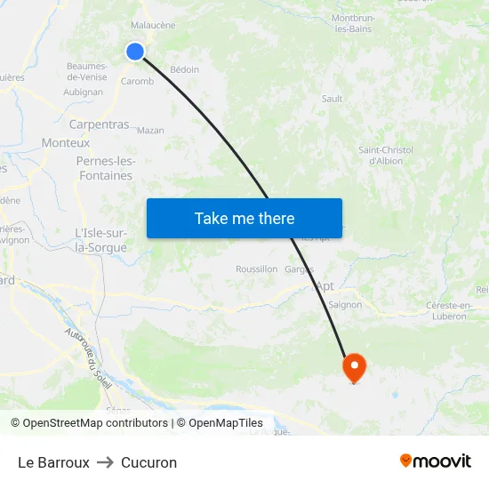 Le Barroux to Cucuron map