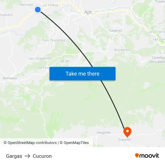 Gargas to Cucuron map