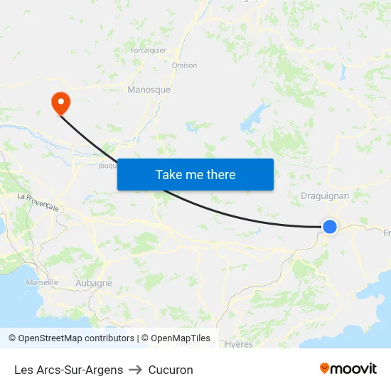 Les Arcs-Sur-Argens to Cucuron map
