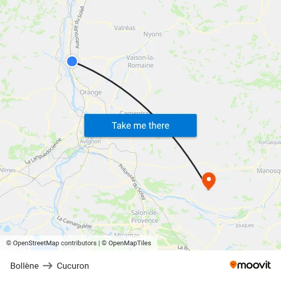 Bollène to Cucuron map
