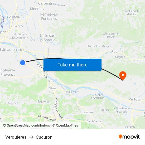 Verquières to Cucuron map