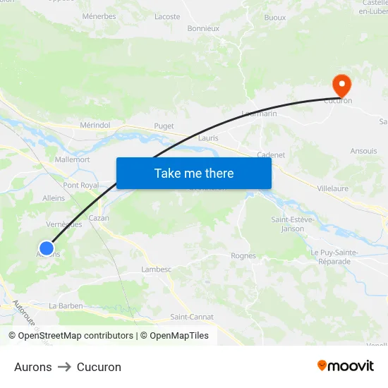 Aurons to Cucuron map