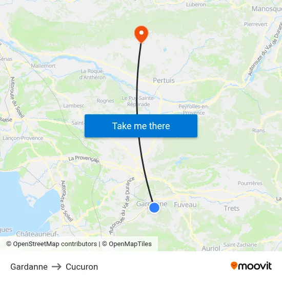 Gardanne to Cucuron map