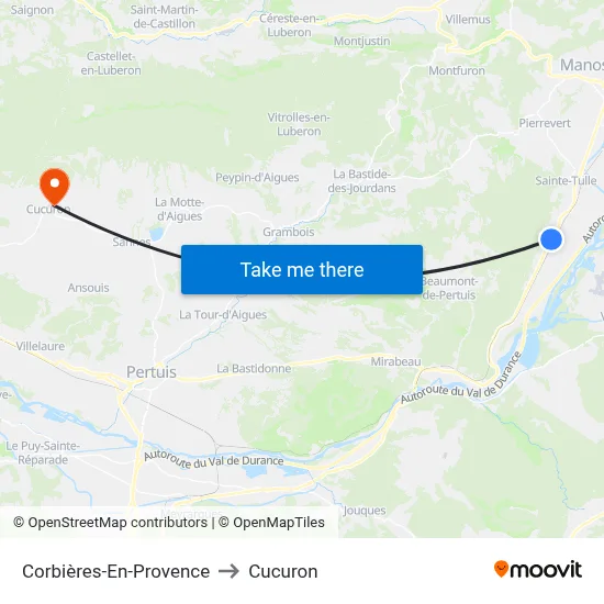 Corbières-En-Provence to Cucuron map