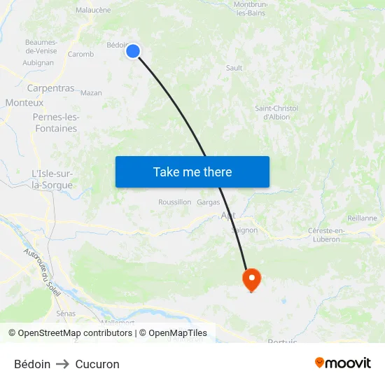 Bédoin to Cucuron map