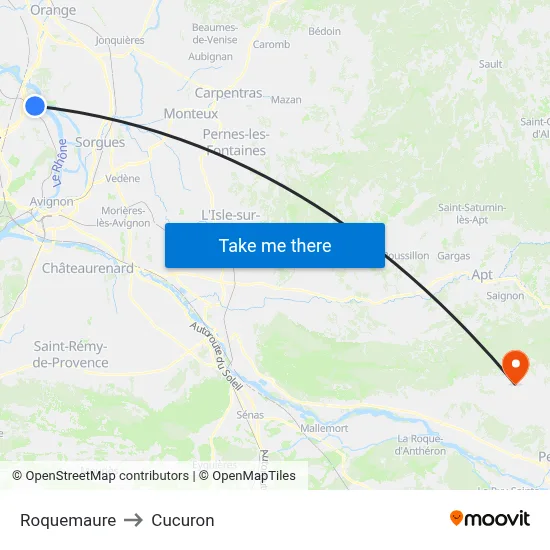 Roquemaure to Cucuron map