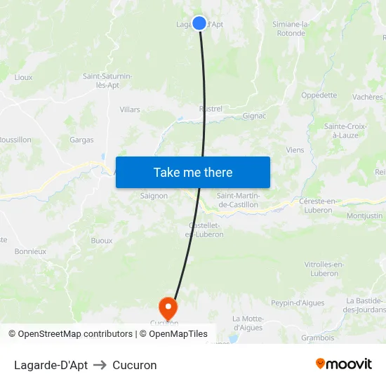 Lagarde-D'Apt to Cucuron map