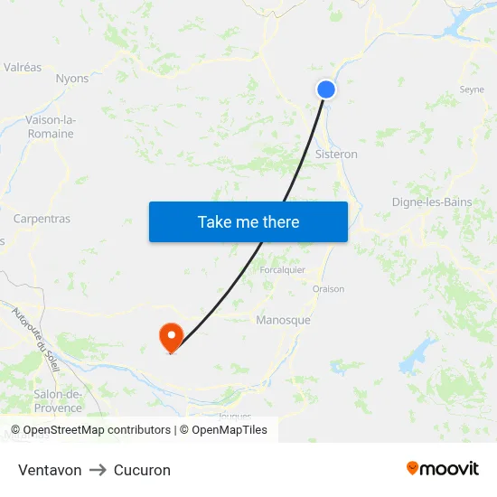 Ventavon to Cucuron map