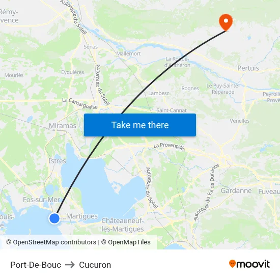 Port-De-Bouc to Cucuron map