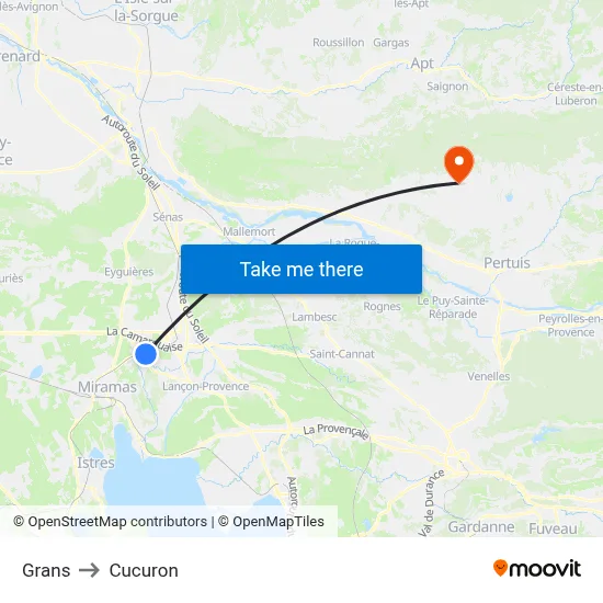 Grans to Cucuron map