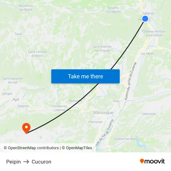 Peipin to Cucuron map