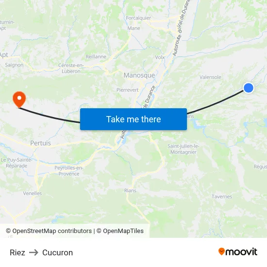 Riez to Cucuron map