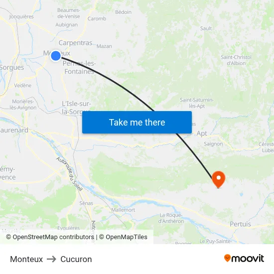 Monteux to Cucuron map