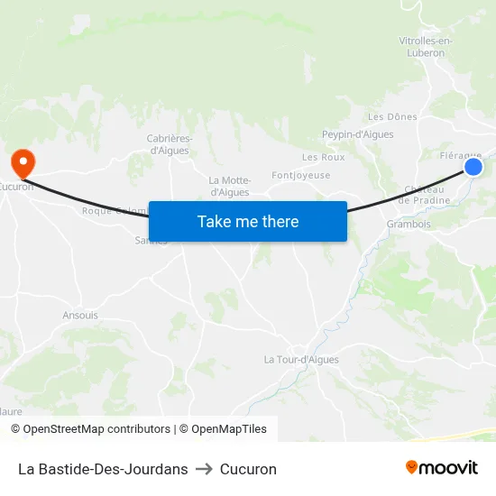 La Bastide-Des-Jourdans to Cucuron map