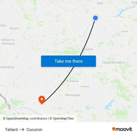 Tallard to Cucuron map