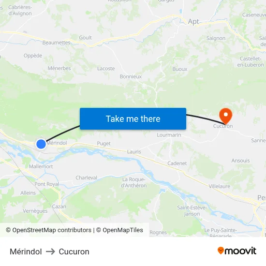 Mérindol to Cucuron map